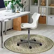 Office Chair Mat for Carpet & Hardwood Floor Vintage Bohemian Computer Gaming Rolling Chair Mat Rounded Anti-Slip Desk Floor Mats Desk Rug for Home Office(Green,160 * 160cm)