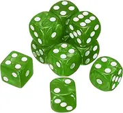 uxcell 10Pcs 6 Sided Colored Standard Dice, Acrylic D6 Mini Polyhedral Pearl Pattern Game Dice Set for Table Games or Math Learning, Green/White Point