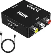 RCA to HDMI Converter,AV to HDMI Adapter 1080P Composite CVBS Video Audio Converter Supporting PAL/NTSC with USB Power Cable for TV, PC, PS2, PS3, Xbox, VHS, VCR, DVD Players