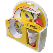 Warner Bros. Tweety Bird Strawberry 3PC Melamine Kids Dinnerware Set
