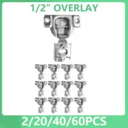 2/20/40/60Pcs 1/2"Overlay Self Close Hinge Face Frame Compact Cabinet Hinges Set
