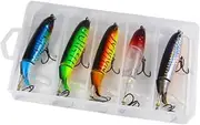 TENOL 5 Pieces of Jerkbait Sinking Lures Set for Crankbait and Plopper Fishing