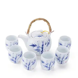 復古大容量陶瓷青花瓷提梁壺過濾 家用泡茶套裝涼水壺茶具帶茶盤