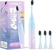 happybrush Eco Vibe Sunrise Electric Toothbrush Starter Set Sonic Toothbrush with 6 Weeks Power Battery Including 3 Toothbrush Heads Pastel Shades