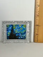 VAN GOGH STARRY NIGHT MINIATURE DOLLHOUSE 1/12 SCALE ACRYLIC ON CANVAS PAINTING