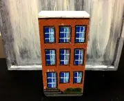 Hand painted brick house old building handmade
