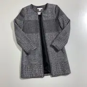H&M NWT Black & White Mixed Pattern Long Open Jacket Women's Size 2