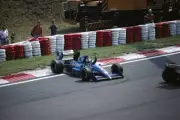 Stefan Johansson Ligier JS31 Judd with arm raised after a spin Hun- Old Photo
