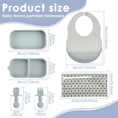 6Pcs Silicone Baby Weaning Set Baby Feeding Set With Suction Cup Portable teHMs