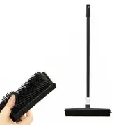 Rubber Broom For Pet Dog Cat Hair Sweeper Squeegee Windows Car Long Handle-Black