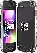 FUNDIARY Compatible for Nintendo Switch 2 Case 2025, Transparent Soft TPU Accessories with Full Enveloping Protection Protective Cover Skin for Switch 2 Game Console with One-Click Disassembly Design