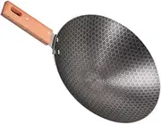 Toddmomy Induction Stove Compatible Small Wok Flat Bottom Japanese Cookware Heat Resistant Handle Practical for Kitchen