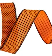 Halloween Black Shiny Raised Dots 1.5" by 5 yd Wired Ribbon Fall Farmhouse