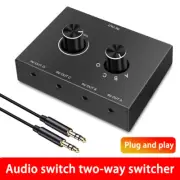 4 Port Audio Switch 3.5mm Audio Switcher Stereo AUX Audio Selector 4 Input