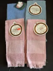 Charles Craft 4 Cross Stitch Borderlines Fingertip Towels..2 Pink 2 Blue