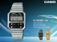 在飛比找Yahoo!奇摩拍賣優惠-CASIO 卡西歐 電子錶 A100WE-1A 不鏽鋼錶帶 
