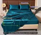 Deep Forest Green, Satin Silk Bed Sheet Set Luxury Super Soft Deep Pocket. 4 Pc