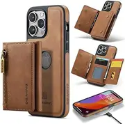 [Yidai-Silu] Google Pixel 8 Pro Wallet Case【2 in 1 Detachable, RFID Card Holder】 Magnetic PU Leather Kickstand Back Cover Credit Slots Phone Cases for Google Pixel 8 Pro - Brown