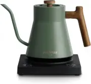 POLIVIAR Electric Gooseneck Kettle, 1200W Electric Tea Kettle Real Wood Handle,