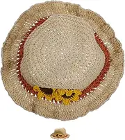 [OATIPHO] Adjustable Wide Brim Hat for Boys and Girls Straw Children's Sun Hat Uv Protection for Beach Light Brown