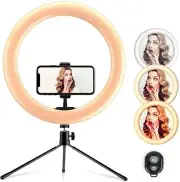 10" Selfie LED Ring Light Kit w/ Tripod Stand Phone Holder Dimmable Photography