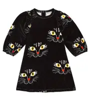 [Mini Rodini] Mini Rodini Cat Face cotton velour dress Y 10/11 black