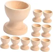 BEBEMOKO 10pcs Wooden Egg Holder Set Easter Party Supplies Boys and Toys Hand-Painted Non-Slip Base