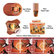 8 Guest Value Pack Basketball Tableware Party Supplies Sports Birthday Decoration