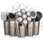 ELECTRIC BALD SHAVER 7 FLOATING HEADS BEARD HAIR CLIPPER FOR MEN, IPX7 FULLY WASHABLE USB LCD DISPLAY GROOMING KIT[VERSATILE GROOMING SET]
