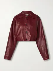 [KHAITE] KHAITE - Sue Cropped Leather Jacket - Red - US6 US 6 Red