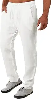 [FANARCHER] Men’s Lightweight Cotton Linen Pants Casual Trousers Drawstring Yoga Beach Pants with Pockets