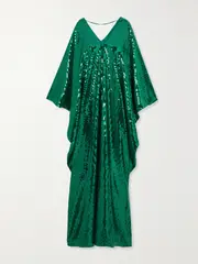 [Taller Marmo] Taller Marmo - Gala Disco Sequined Crepe Gown - Green - One size One size Green