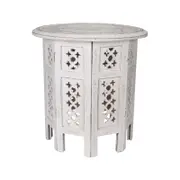 Scilla Rubber Wood Timber Round 45cm Side Table - White