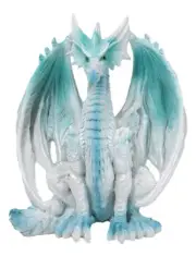 Fantasy Land Of Dragons Crouching Pale White Arctic Snow Winter Dragon Figurine