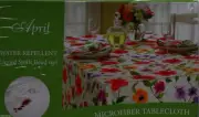 Bardwill April White with Flower Microfiber 52x52 Square Tablecloth NIP