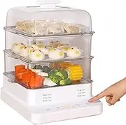 Multifunctional 3 Tiered Food Steamer 22L Electric Stackable Steam Box 6 Preset Cooking Mode 800W Vegetable Meat Steamer with Stainless Steel Steam Rack