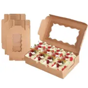 20pcs Elegant Brown Bakery Boxes with Viewing Window for Cakes and Treats