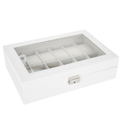 12 Grids PU Leather Watch Holder Wristwatch Display Case Storage Box Organiz GBD