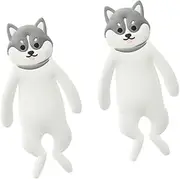 Leefasy 2 Pieces Animals Shaped Hooks,Wall Mounted Multipurpose Refrigerator Hooks Self Paste for Living Room Kitchen Decoration, Husky