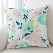 Modest Drawing Soft Colored Flowers Cushion Cover