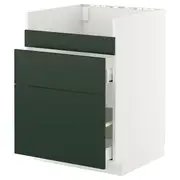 METOD / MAXIMERA base cb f HAVSEN snk/3 frnts/2 drws, white/Havstorp deep green, 60x60x80 cm