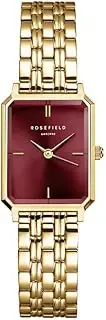 [Rosefield] Women's Octagon XS Burgundy Sunray Steel Gold-Tone Case and Bracelet OBGSG-O83 Dress Watch, Burgundy/Gold, 19.5x24mm