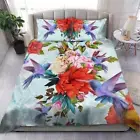 Beautiful Hummingbird With Flowersding Quilt Duvet Cover Set Double Bed Linen