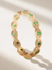 [Sydney Evan] Sydney Evan - Marquis Eternity 14-karat Gold Emerald Ring - 7 7 Gold