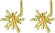 [Niaspi] 20G L-Shaped Opal Sun Nose Studs Rings for Women Hypoallergenic 316L Surgical Steel Colorful Sun Nose Ring Stud Statement Nostril Piercing Jewelry 2Pcs
