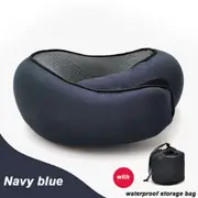 Memory Foam U Shaped Travel Pillow Neck Support Soft Head Rest Plane Car Cushion Blue