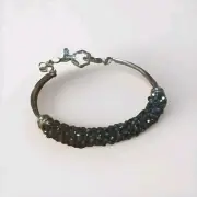 Vera Wang Black Sparkle Bracelet Silver Tone OSFM New Tags Not In Photos