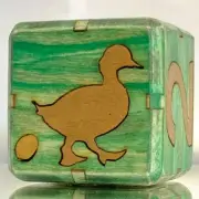 Backgammon doubling cube-GOLD GOOSE. GREEN- 36mm. Handmade. One of a kind.