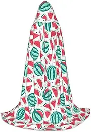 SKKNT Fruits Watermelon Print Halloween Hooded Cloak Full Length Cape With Hood For Men And Women For Carnival