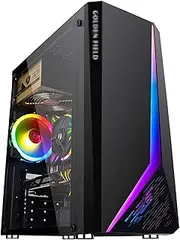 Mid-Tower ATX/MicroATX/ITX Gaming Case, Tempered Glass Side Panels Vertical GPU Bracket Support Water Cooling Grid Front Panel